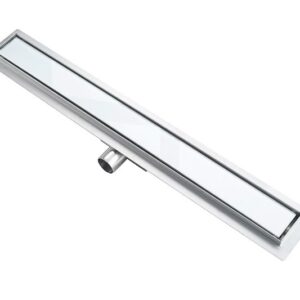 Sprchový žľab 100 cm SLEEK - Elegantný lineárny odtok – sklenená mriežka, biela - Image 1