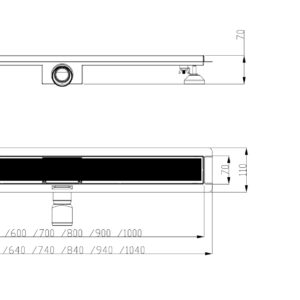 Sprchový žľab 100 cm SLEEK - Elegantný lineárny odtok – sklenená mriežka, čierna (Kópia) (Kópia) - Image 2